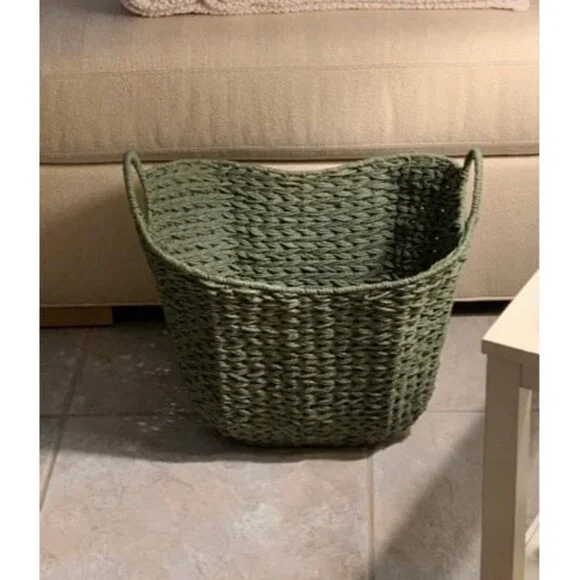 New Natural Woven Wicker Storage Basket with Handles